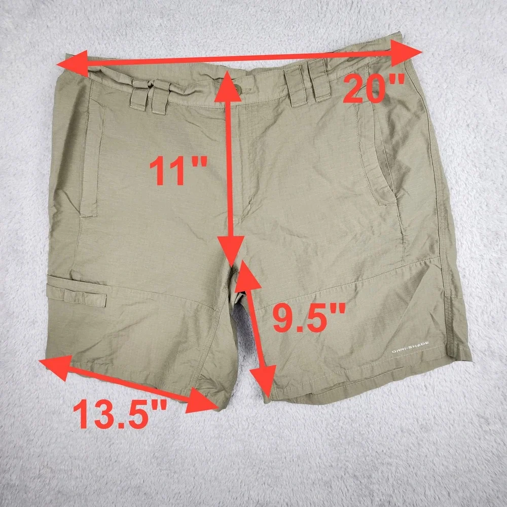 Columbia PFG Shorts Mens 40 Sage Green Ripstop Omni-Shade Fishing Cargo Outdoor